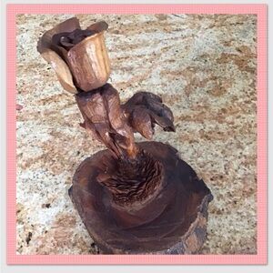 Hand carved wood Rose